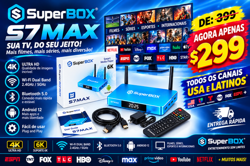 SuperBox S7 MAX 2026 - Todos os canais USA/CANADA - Sem Mensalidade !