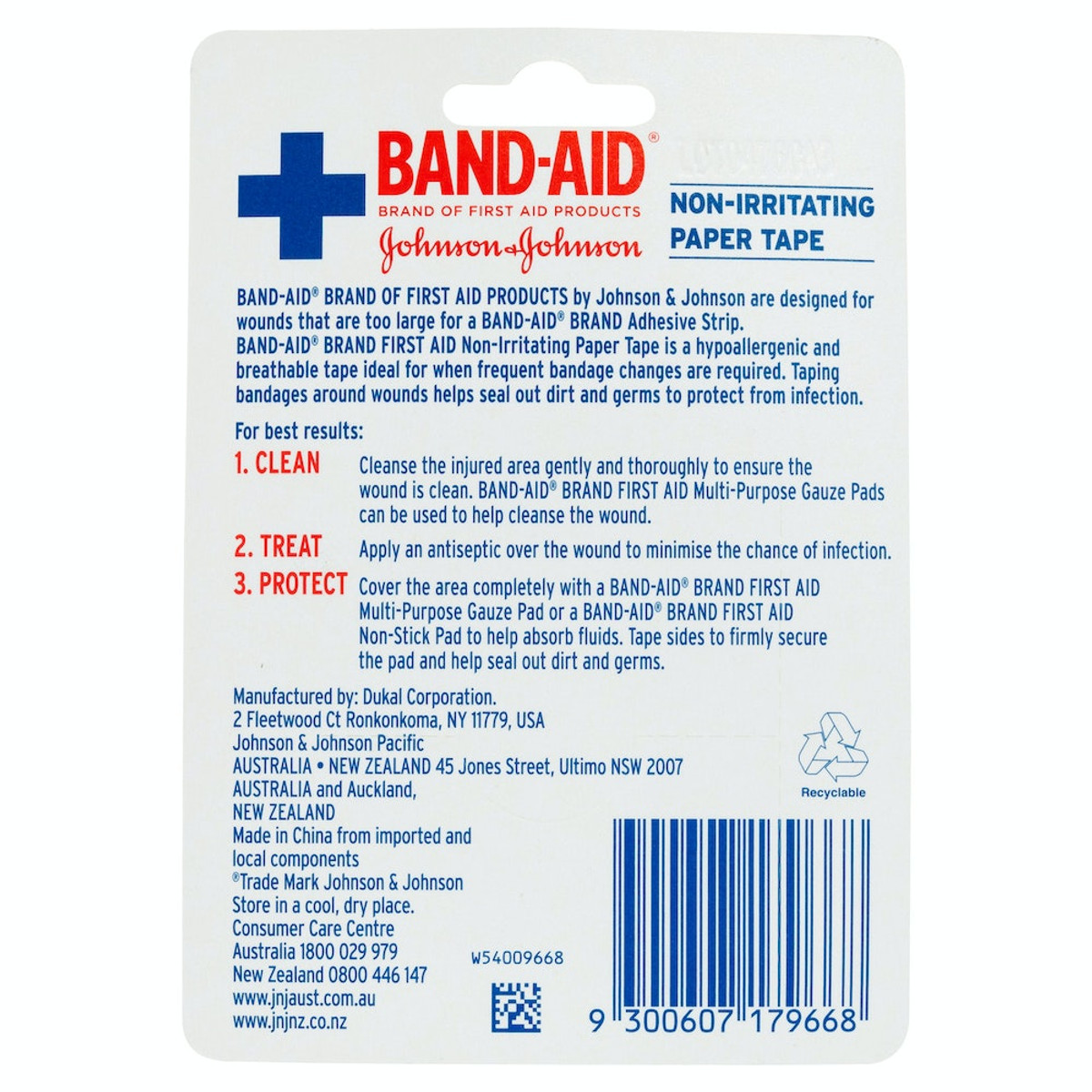 Band-aid First Aid Non-irritating Paper Tape 2.5cm X 9.1m Each