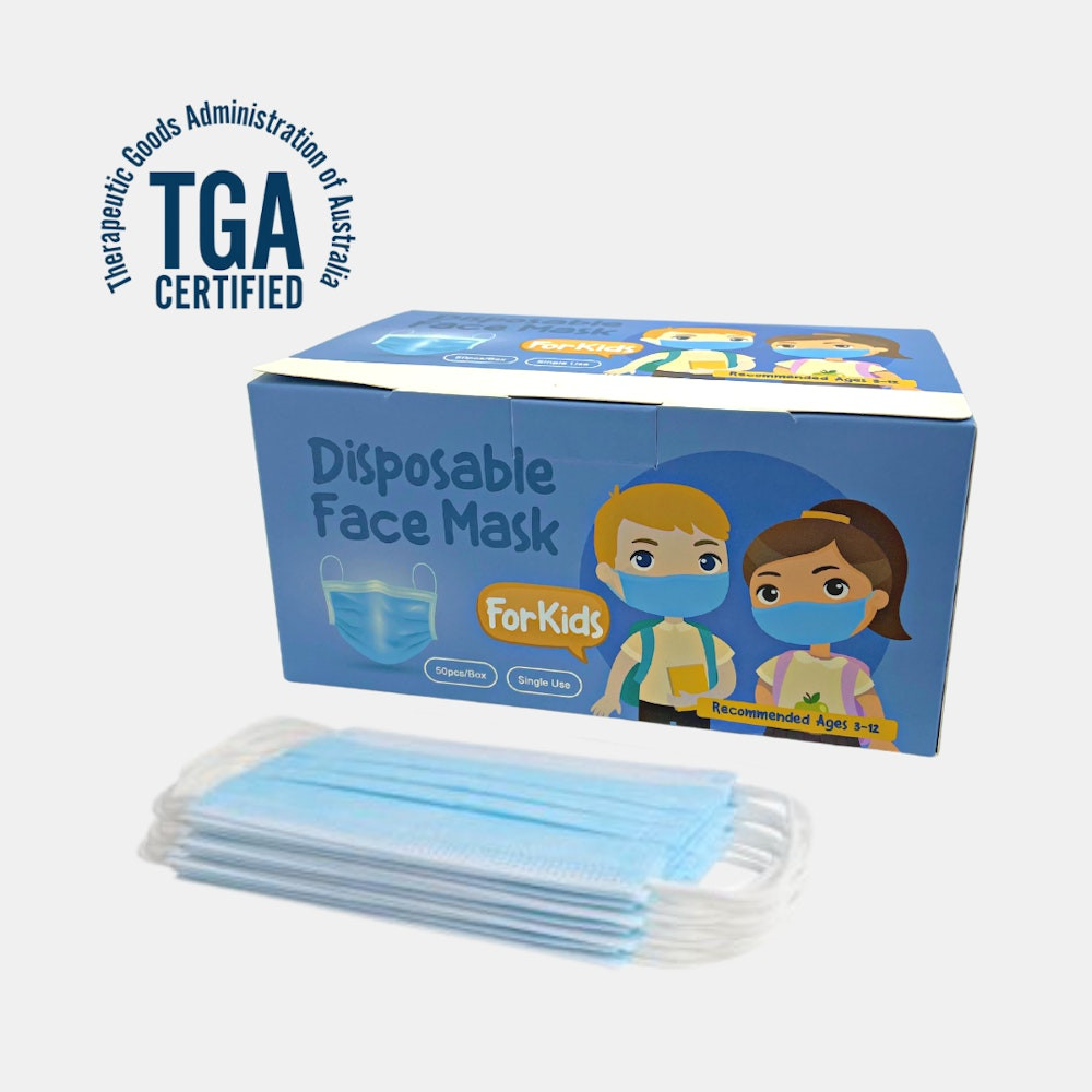 50-Pack Disposable Kids Face Masks – 3-Ply Protection, FFP2/KN95 Style