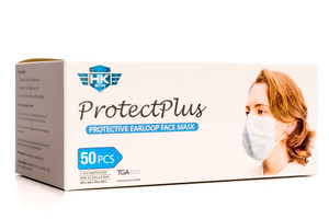 HKSTW ProtectPlus 3-Ply Surgical Face Masks Fluid Resistant - 50 Masks (1 Box)