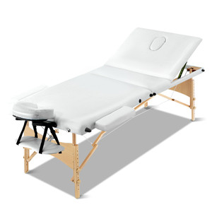 Zenses Wooden Portable 3 Fold Massage Table - White