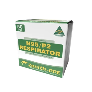 Zenith-PPE Disposable N95/P2 4-Ply Respirator Face Masks with Ear Loops - 50 Masks (1 Box)