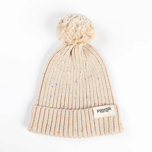 Ponchik Babies + Kids - Pom Pom Beanie Hat Warm Winter - Carmel Speckle