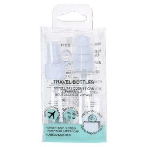 Basicare Refillable Travel Bottles Set with Pumps and Labels