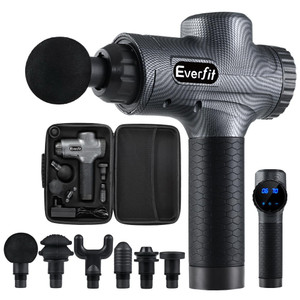 Everfit 6 Heads 30 Speed LCD Electric Massage Gun - Carbon Black