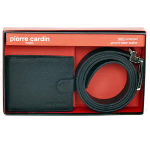 Pierre Cardin Mens RFID Wallet & Belt Gift Set - Black