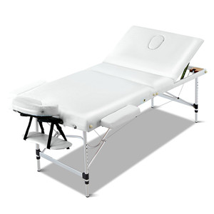 Zenses 75cm Portable Aluminium 3 Fold Massage Table - White