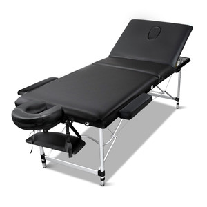 Zenses Portable 3 Fold Aluminium Massage Bed - Black