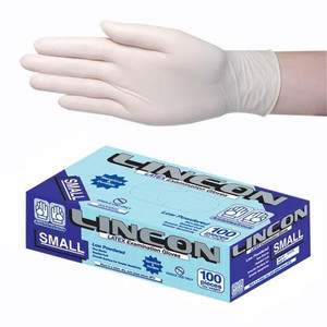 Lincon Latex Low Powder Gloves AS/NZ Standard Small Cream HACCP Grade 100/Box x 10