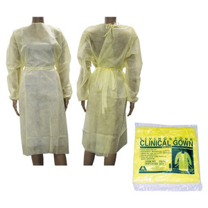Livingstone Isolation Gown with Tie Long Sleeve AAMI Level 1 Yellow 1/Pack, 100/Carton