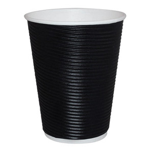 Livingstone Corrugated Paper Cup 237ml or 8oz Biodegradable Triple Wall Black 25 Pack x20
