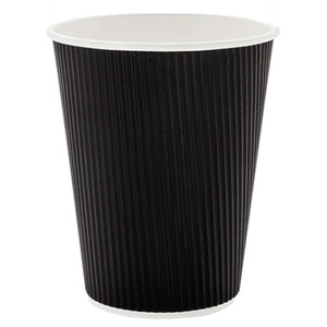 Livingstone Corrugated Paper Cup 237ml or 8oz Biodegradable Double Wall Black 25 Pack x20