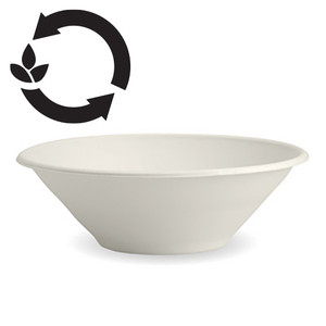 Livingstone Biodegradable Sugarcane Bowl 946ml or 32oz 196mm Diameter 65mm Depth White 50 Bag x8