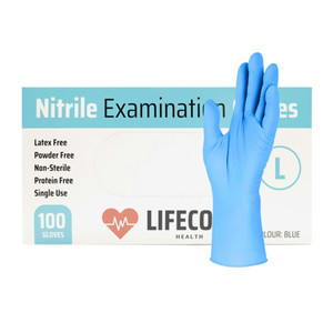 Lifecom BLUE Nitrile Gloves - 100 Gloves (1 Box)