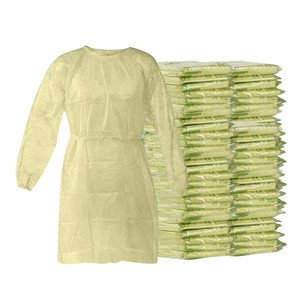 Disposable Isolation Gown - 18 GSM PP with Elastic Cuff (Yellow) - 100 gowns
