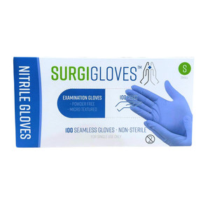 Surgigloves NITRILE Blue Powderfree Gloves - Box of 100 Gloves (S, M, L, XL)