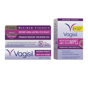 Vagisil Cream for Itching Relief + Vagisil Anti-Itch Medicated Intimate 12 Wipes