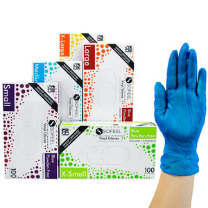Sofeel Vinyl Powder Free Gloves Blue Box