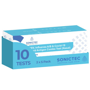 Sonictec (Nasal) RSV|COVID -19|Influenza A & B Rapid Antigen Test Kit (4-in-1) - 10 Tests (2 X5 Pack)| Exp June 2027