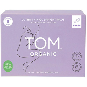 TOM Organic Overnight Pads with Organic Cotton 8 Pack