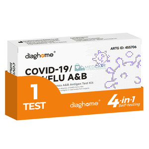 Diaghome (Nasal) RSV|COVID -19|Influenza A & B Rapid Antigen Test Kit (4-in-1) - Single Tests (1 X Single Pack)| Exp August 2026