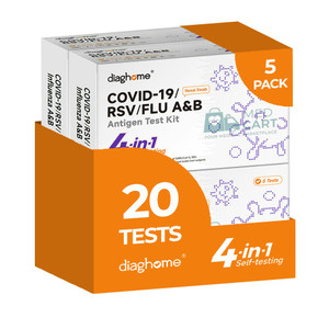 Diaghome (Nasal) RSV|COVID -19|Influenza A & B Rapid Antigen Test Kit (4-in-1) - 20 Tests (4 X 5 Pack)| Exp August 2026