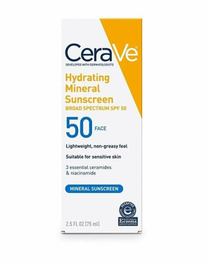 Cerave Hydrating Mineral Sunscreen Face Lotion SPF50 2.5Fl Oz 75ml
