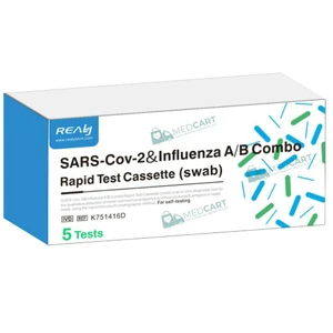 Realy SARS-Cov-2&Influenza A/B 3 in 1 Combo Rapid Antigen Test Cassette  (Swab) - 5 Tests Per Pack