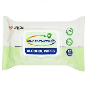Lifecom  Multi-Purpose Alcohol Wipes - Pack of 50 Wipes - 100502846