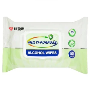 Lifecom Disinfectant Multi-Purpose 75% Alcohol Surface Wipes - Pack of 50 Wipes - 100544522