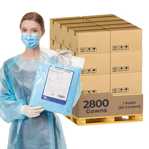Disposable Isolation Gown Level 3 (45gsm) - 2,800 Gowns (10 Cartons = 1 Pallet)
