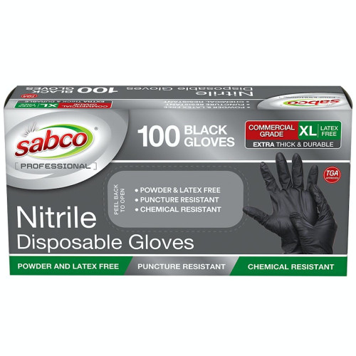 Sabco Black Nitrile Gloves 100PK