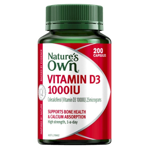 Natures Own Vitamin D3 1000IU 200 Capsules