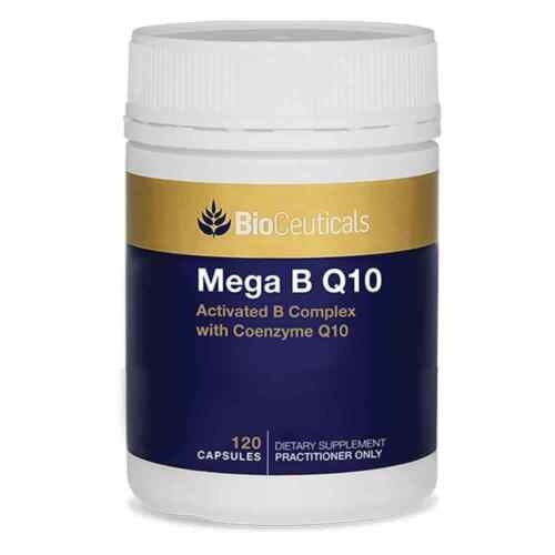 BioCeuticals Mega B Q10 120 Capsules Activated B Complex with Coenzyme Q10 CoQ10