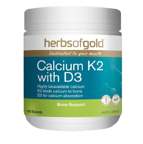 Herbs of Gold Calcium K2 with D3 180 Tablets