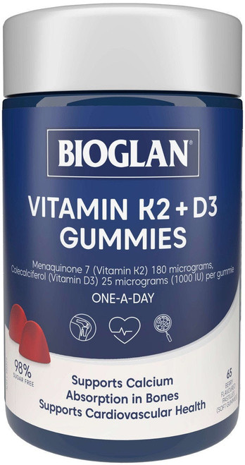 Bioglan Vitamin D3 and K2 Gummies for Bone and Immune Health 65 Pack