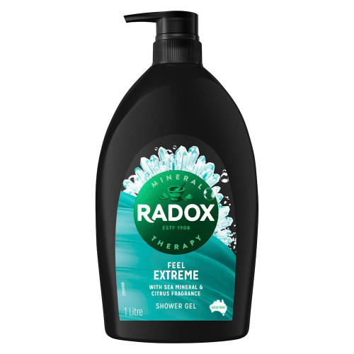 Radox Men 2 in 1 Shower Gel and Shampoo Extreme with Charcoal and Mint 1L
