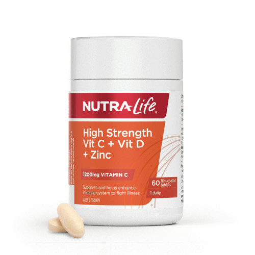 Nutra-Life High Strength Vit C + Vit D + Zinc 60 Tablets