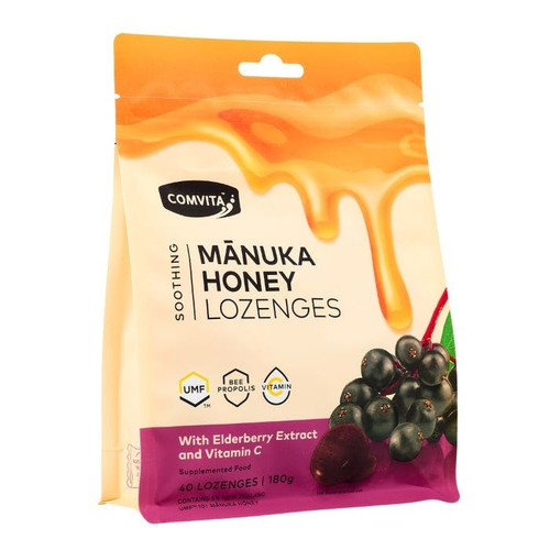 Comvita Soothing Manuka Honey Lozenges (Elderberry & Vitamin C)40 loz