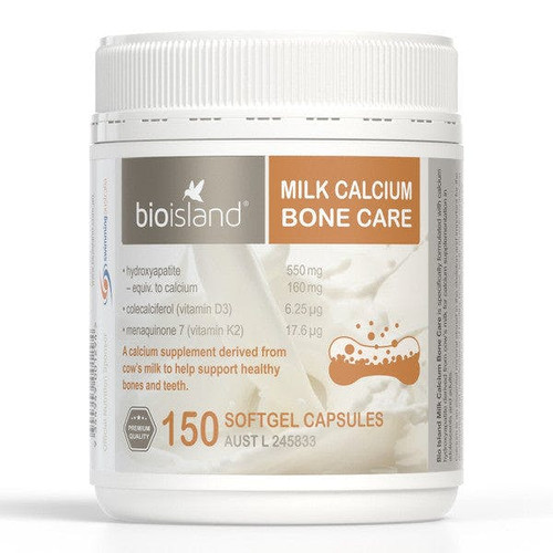 Bio Island Adult Milk Calcium For Bone Care With Vitamin D3 And K2 150 Capsules