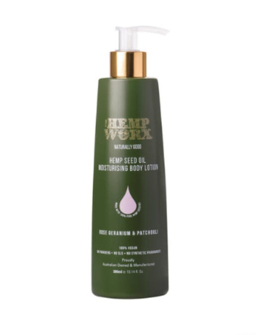 The Hemp Worx Rose Geranium & Patchouli Body Lotion 300ml