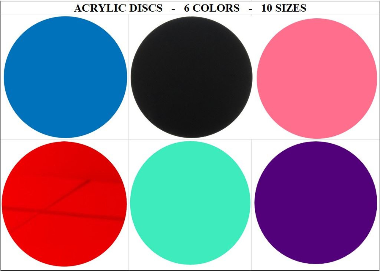 Fluorescent Acrylic Discs Circles, 3mm Lasercut sizes 20mm to 600mm diameter