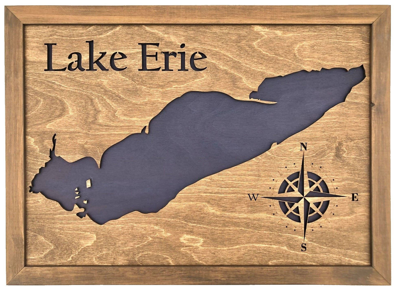 North and South Pine Lake laporte Co, IN Wooden Engraved Map, Wall Art,  Home Décor, Lake Home, Nautical 