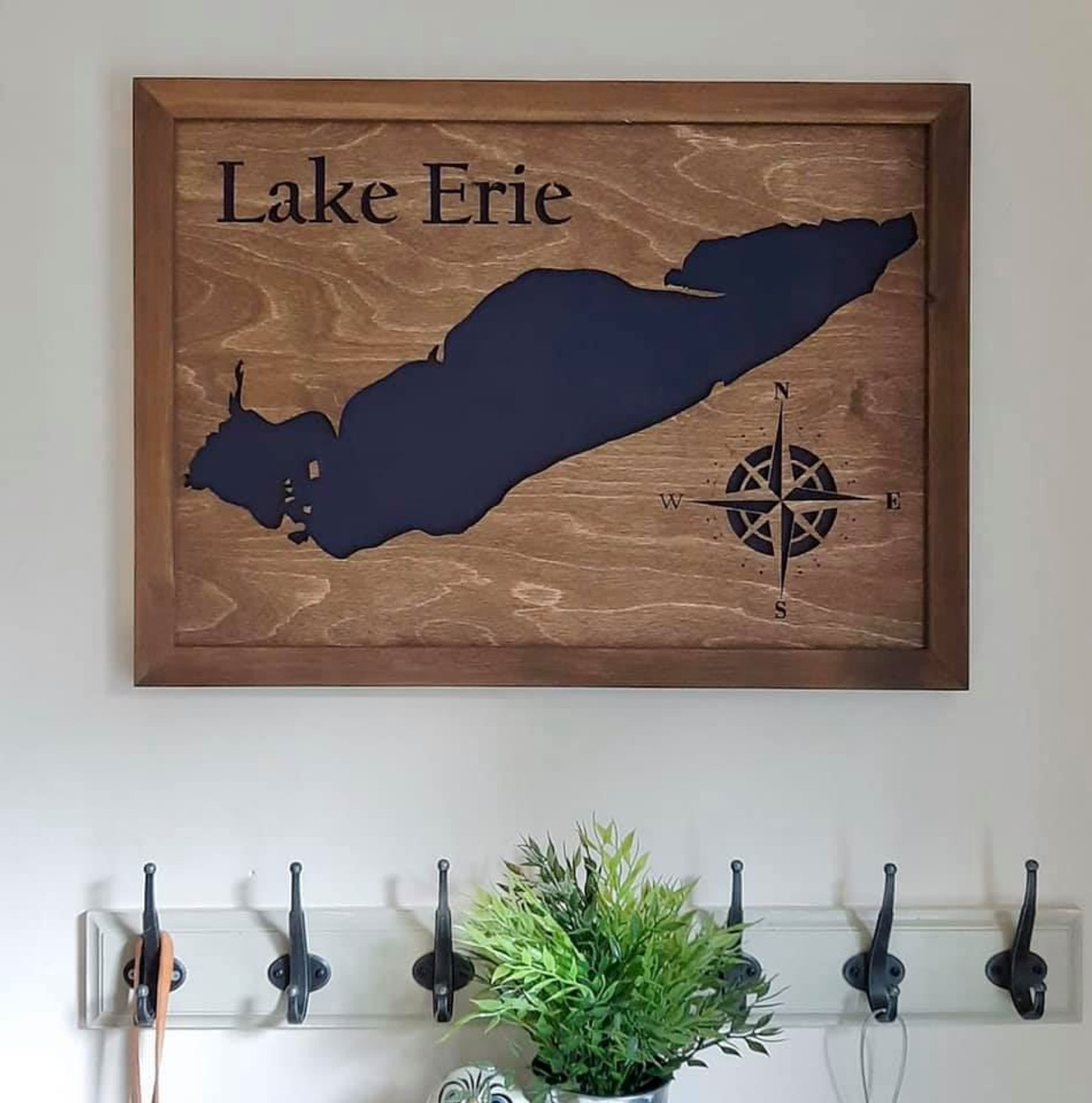 North and South Pine Lake laporte Co, IN Wooden Engraved Map, Wall Art,  Home Décor, Lake Home, Nautical 