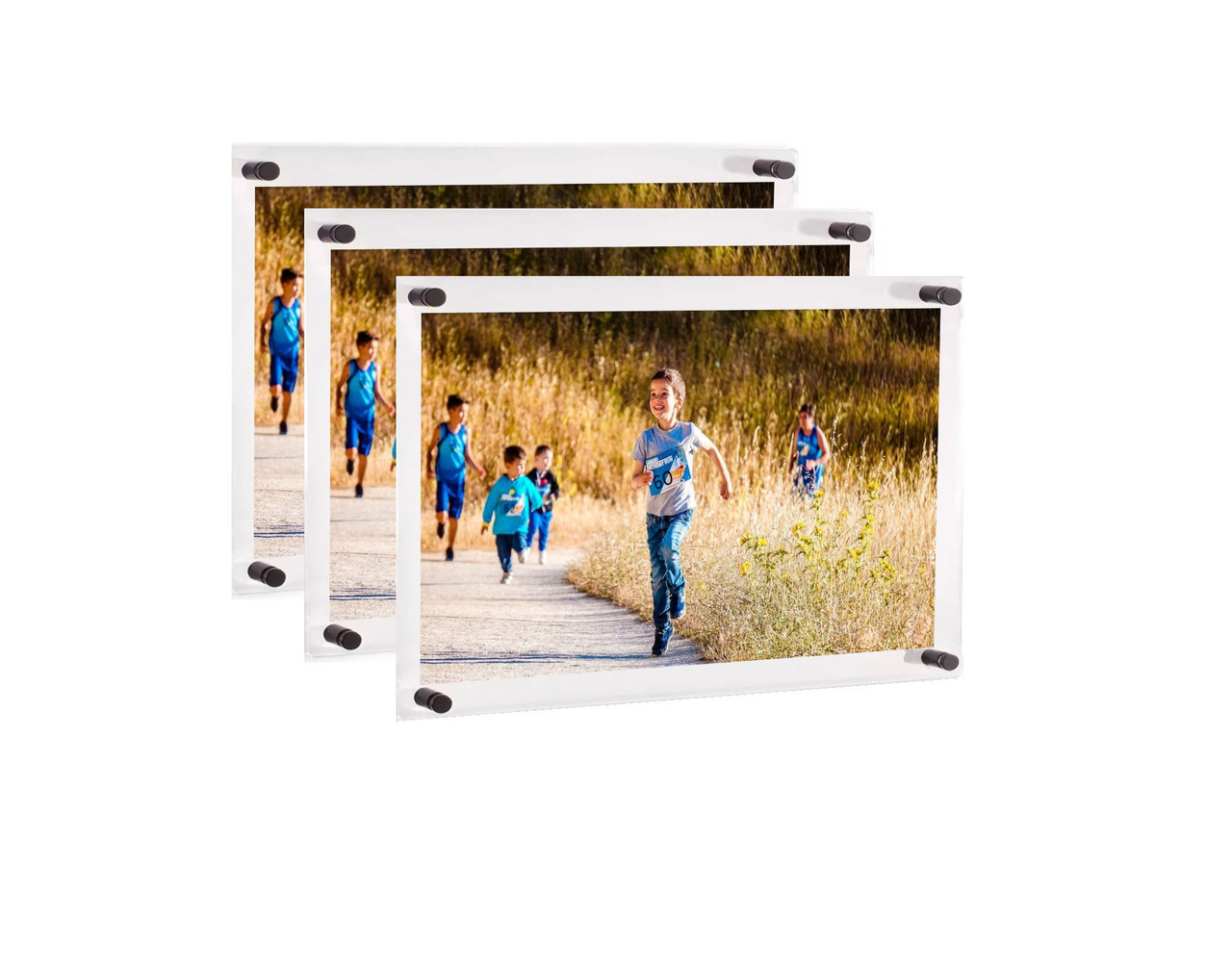 3 Pack (20 x 30) Clear Acrylic Wall Mount Floating Frameless Picture  Frame Double Panel Plexiglass Display with Metal Standoff for Photos  Artwork