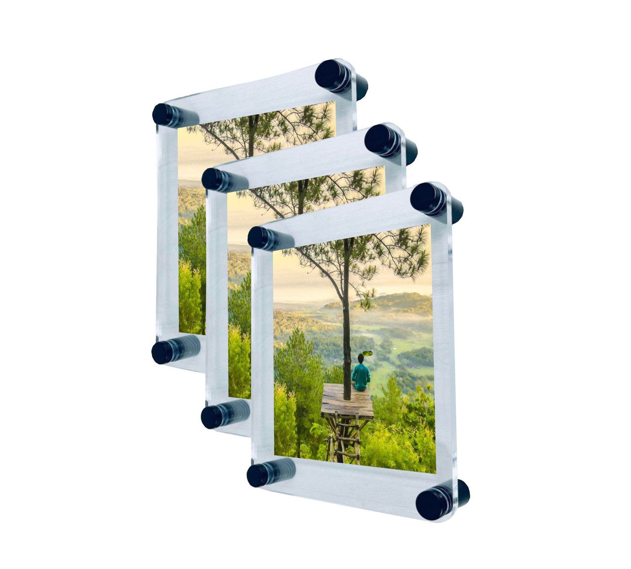 3 Pack (20 x 30) Clear Acrylic Wall Mount Floating Frameless Picture  Frame Double Panel Plexiglass Display with Metal Standoff for Photos  Artwork
