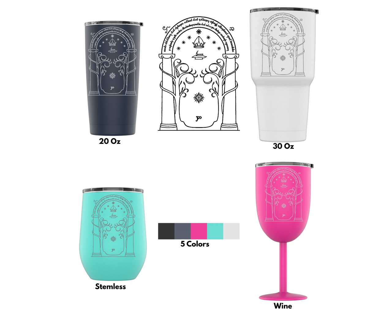 dau lord of the rings doors of moria travel tumbler with splash proof lid