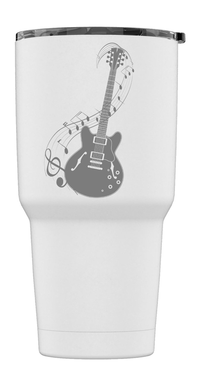 Laser Engraved Electric Guitar With Musical Notes Stainless Steel Powder  Coated Tumbler + Splash Proof Lid + 2 Straws*, Triple Wall Vacuum  Insulated, Coffee Cup Travel Mug