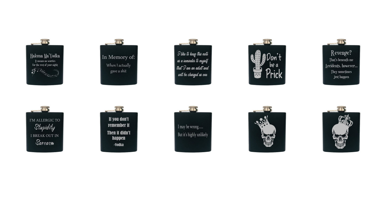 Laser Engraved Series 3 Stainless Steel Powder Coated 6 Oz. Flask