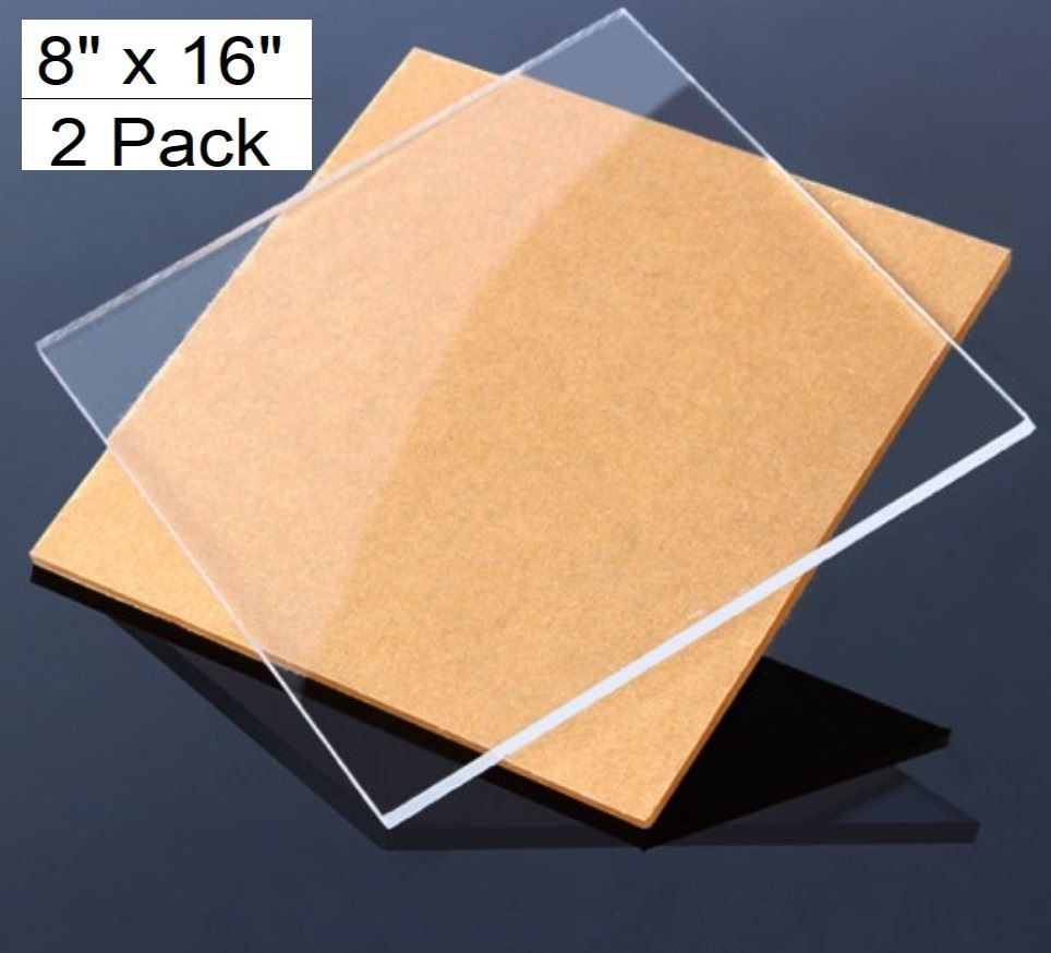 Clear Cast Acrylic Plexiglass Sheets (2 Pack) 1/4” Thick (6mm